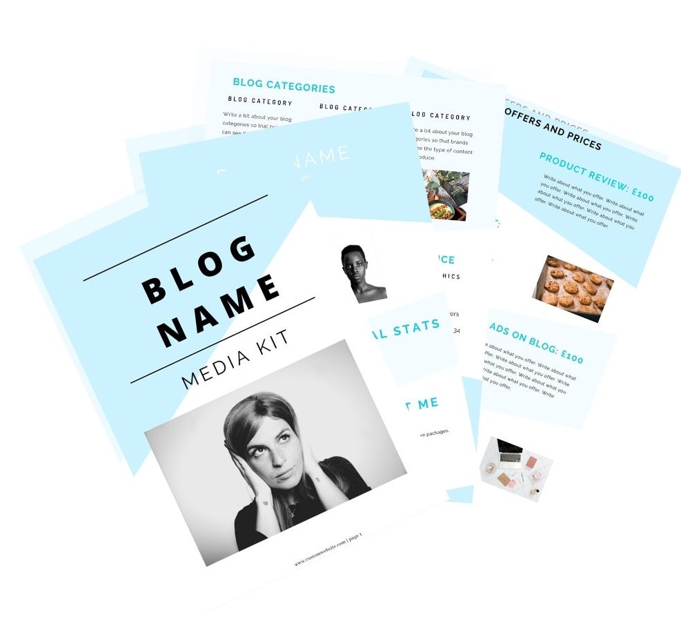get your 4 page influencer media kit template now