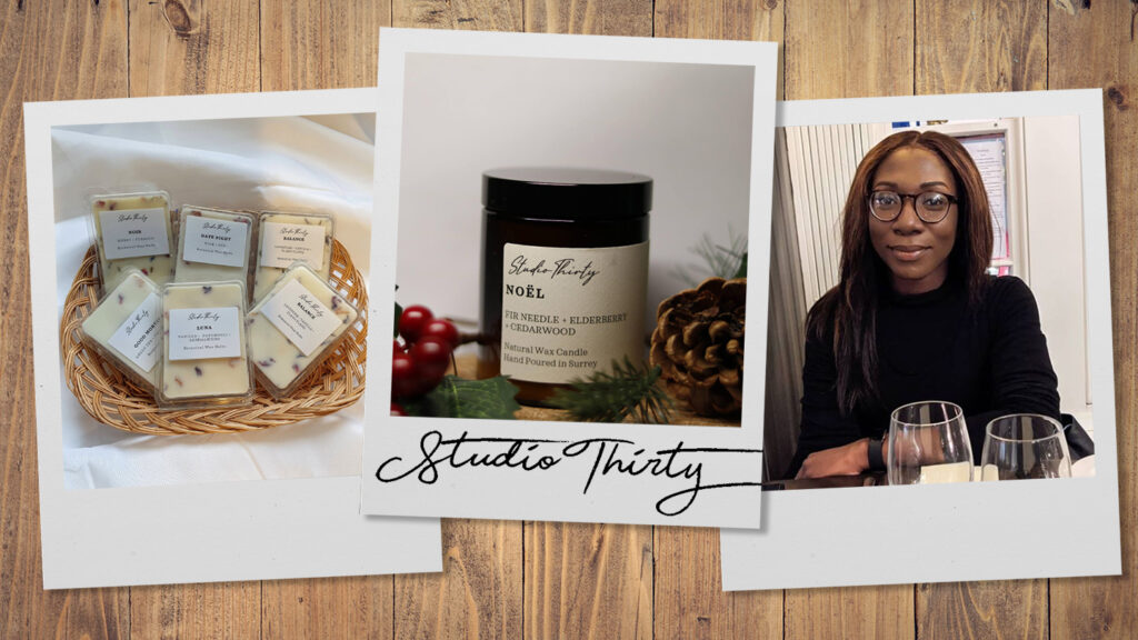 tudio Thirty are an independent business creating hand-poured, small batch candles and wax melts from a home studio in Surrey. 